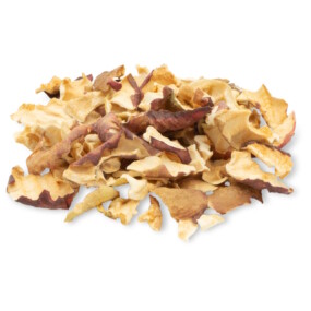 Das Foto zeigt lose, getrocknete Apfelchips