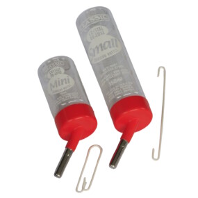 Das Foto zeigt zwei Größen der Auslaufsichere Qualitäts Trinkflasche Classic Deluxe für Nager