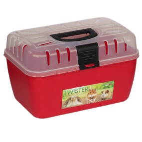 Das Foto zeigt die Hamster und Kleintier Transportbox "Twister" in rot