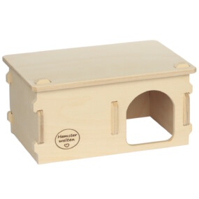 Das Foto zeigt ein Zweikammernhaus für Hamster aus Holz