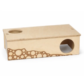 Das Foto zeigt ein Mehrkammernhaus aus Holz mit Kreis-Design