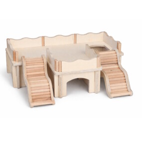 Hamsterhaus - TraumQuartett - im Set mit Schutzrändern und Hamsterleitern "Würmli"