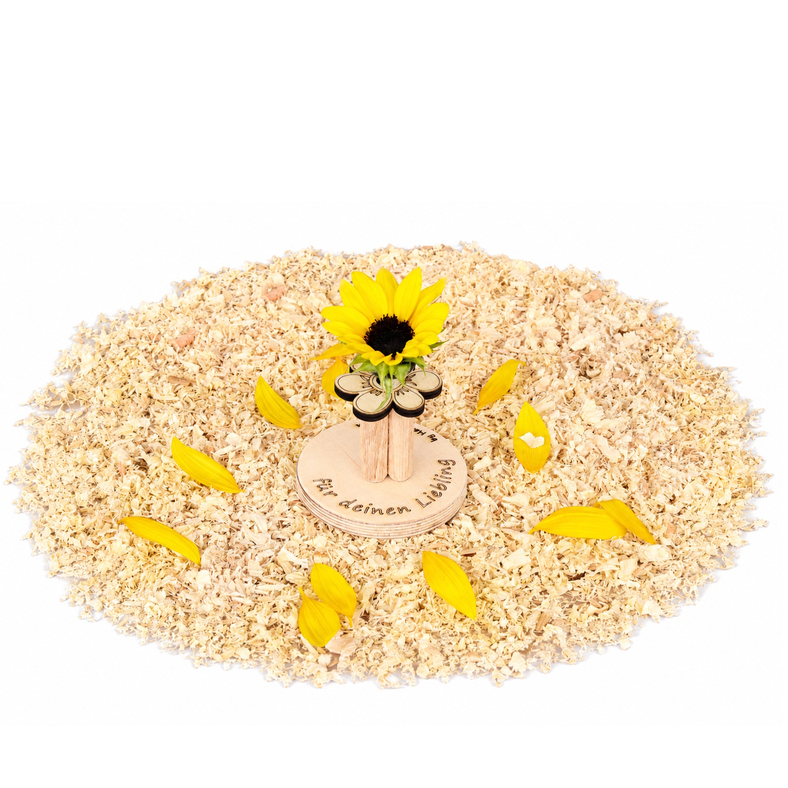 Das Foto zeigt einen Futterhalter mit Blumendesign