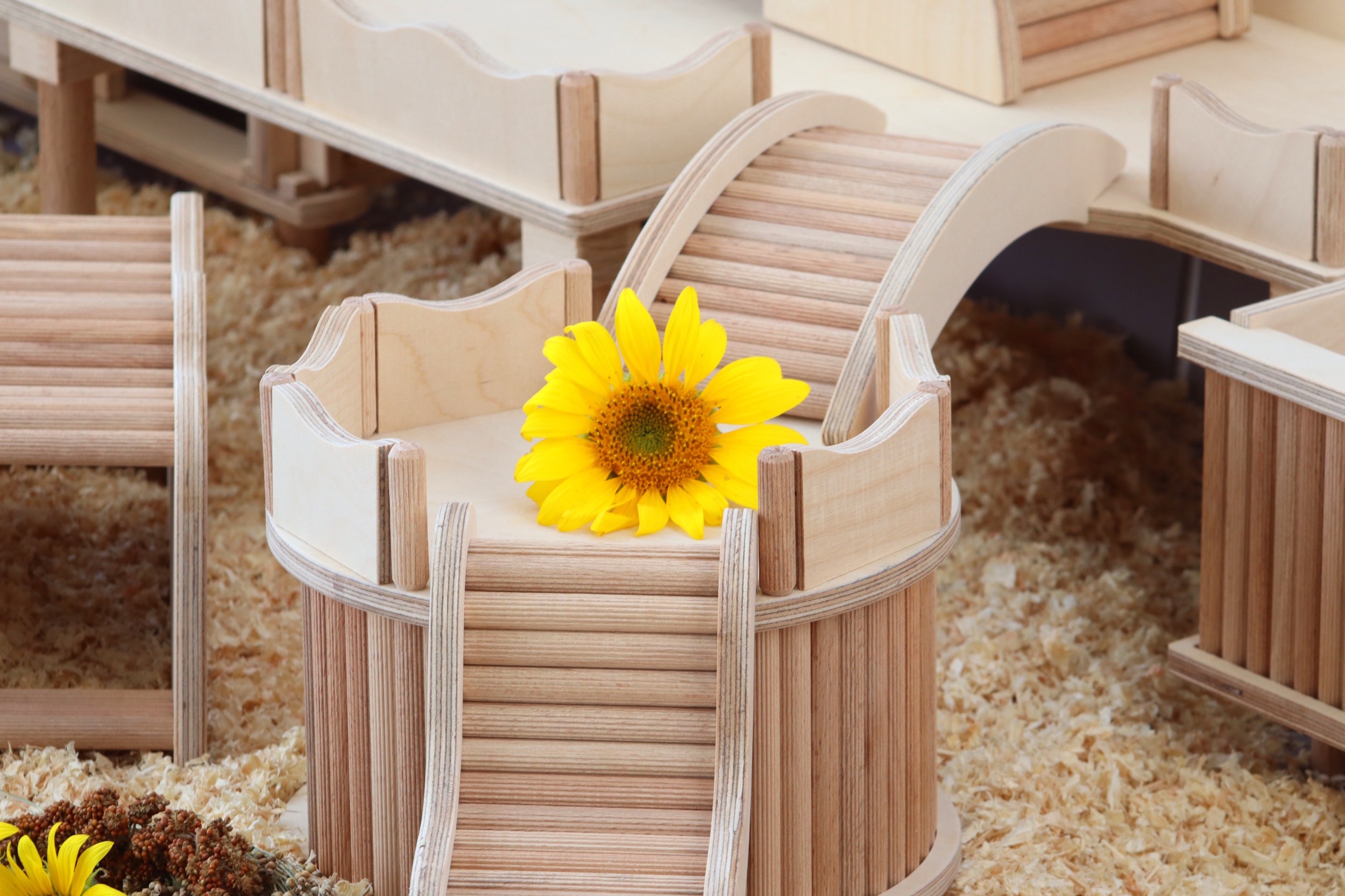 Das Foto zeigt ein Hamsterversteck mit Brücke
